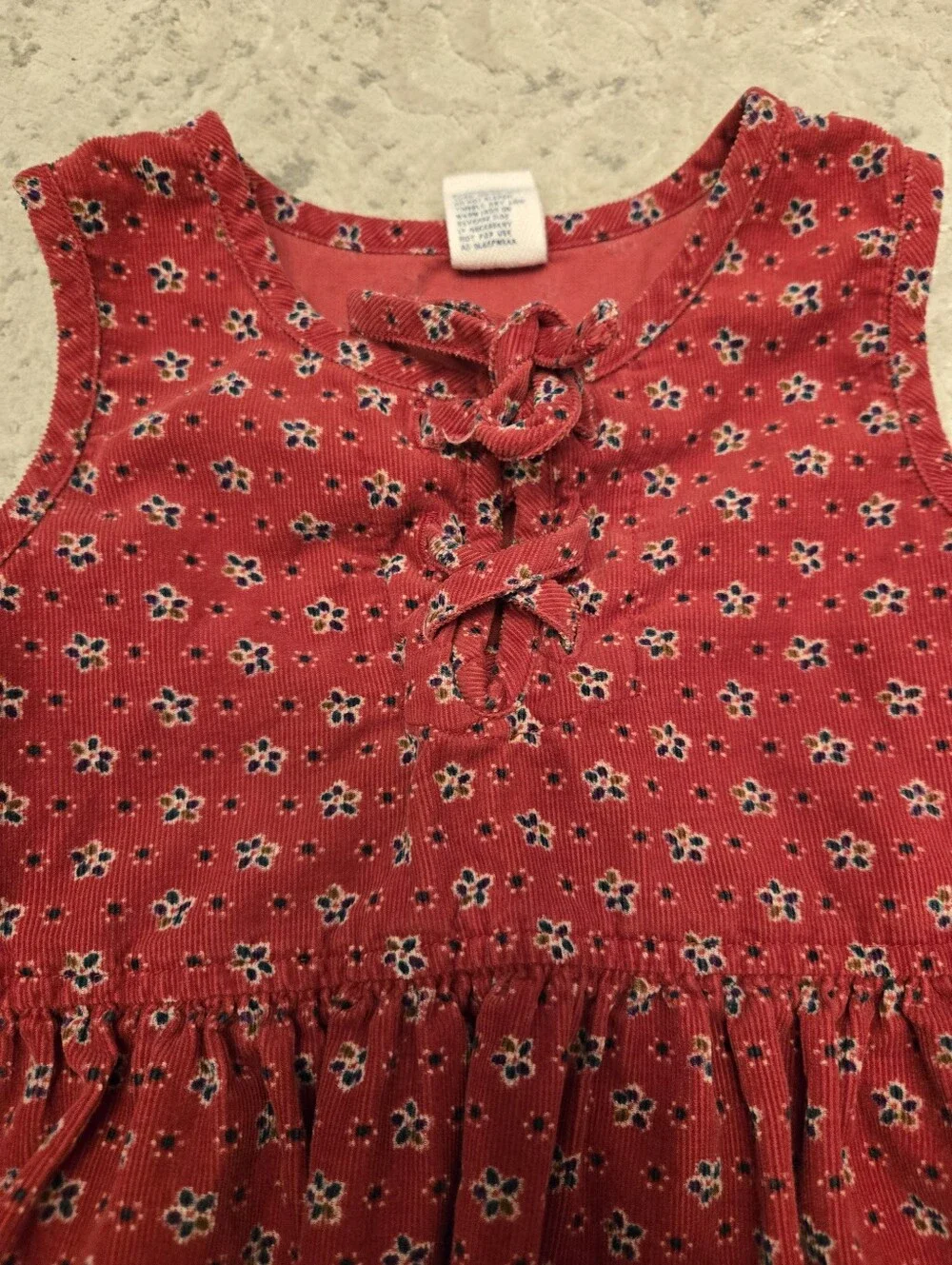 Vintage Y2k Baby Gap Red Floral Sleeveless Dress